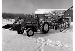 Pierre en tracteur à l'hiver 1984