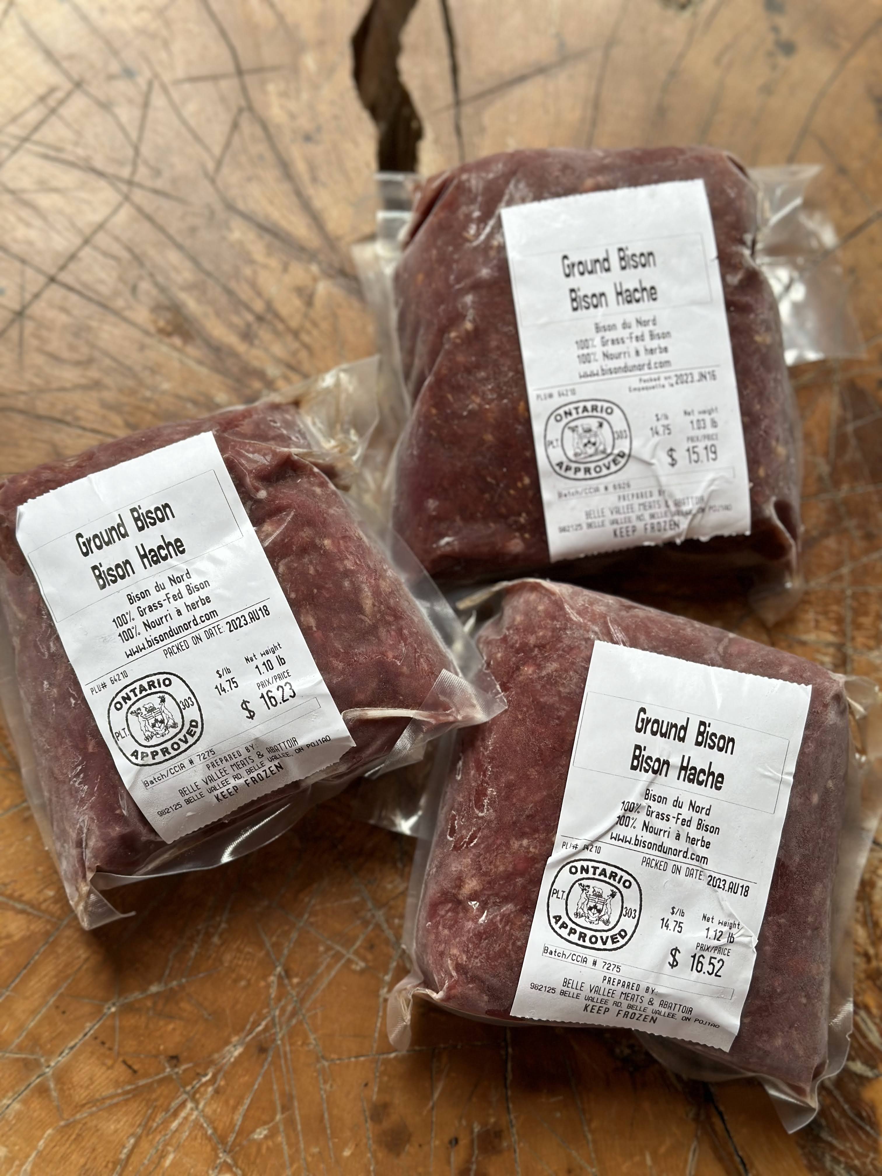 3 paquets de viande hachée de bison