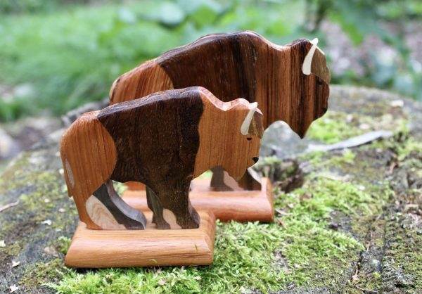 Wooden Bison Sculpture - Medium 2